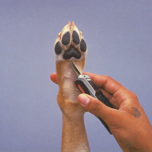 A dog having its nails trimmed